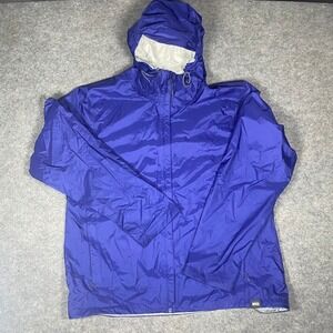 REI Co Op Hooded Lightweight Rain Jacket Mens L Blue Water Resistant